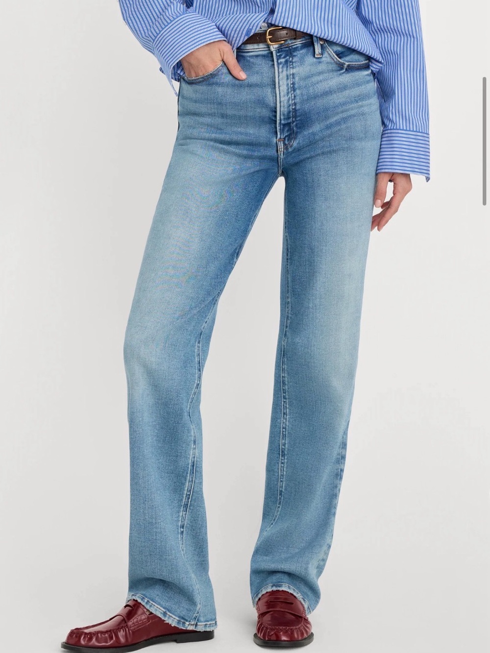 Good American - Light Blue Good True Straight Leg Jeans